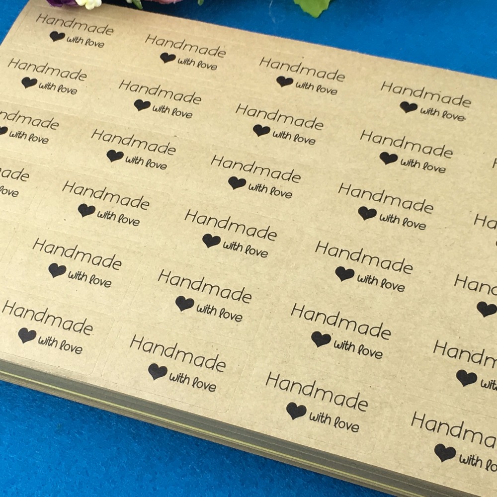 Moda-kraft-5000-P-s-lote-ret-ngulo-Impresso-acima-Feito-M-o-com-AMOR-Etiquetas